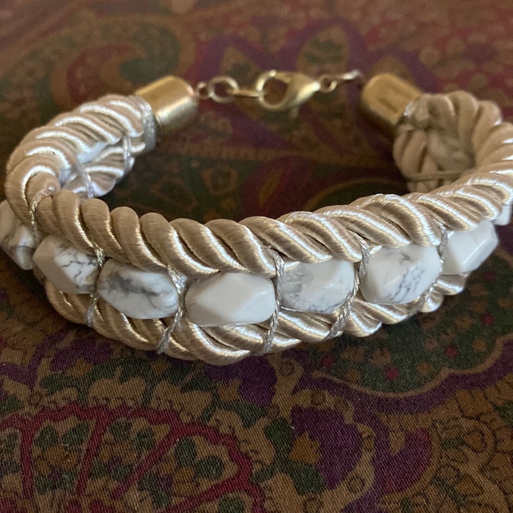 Banana Republic White stone and off white rope bracelet